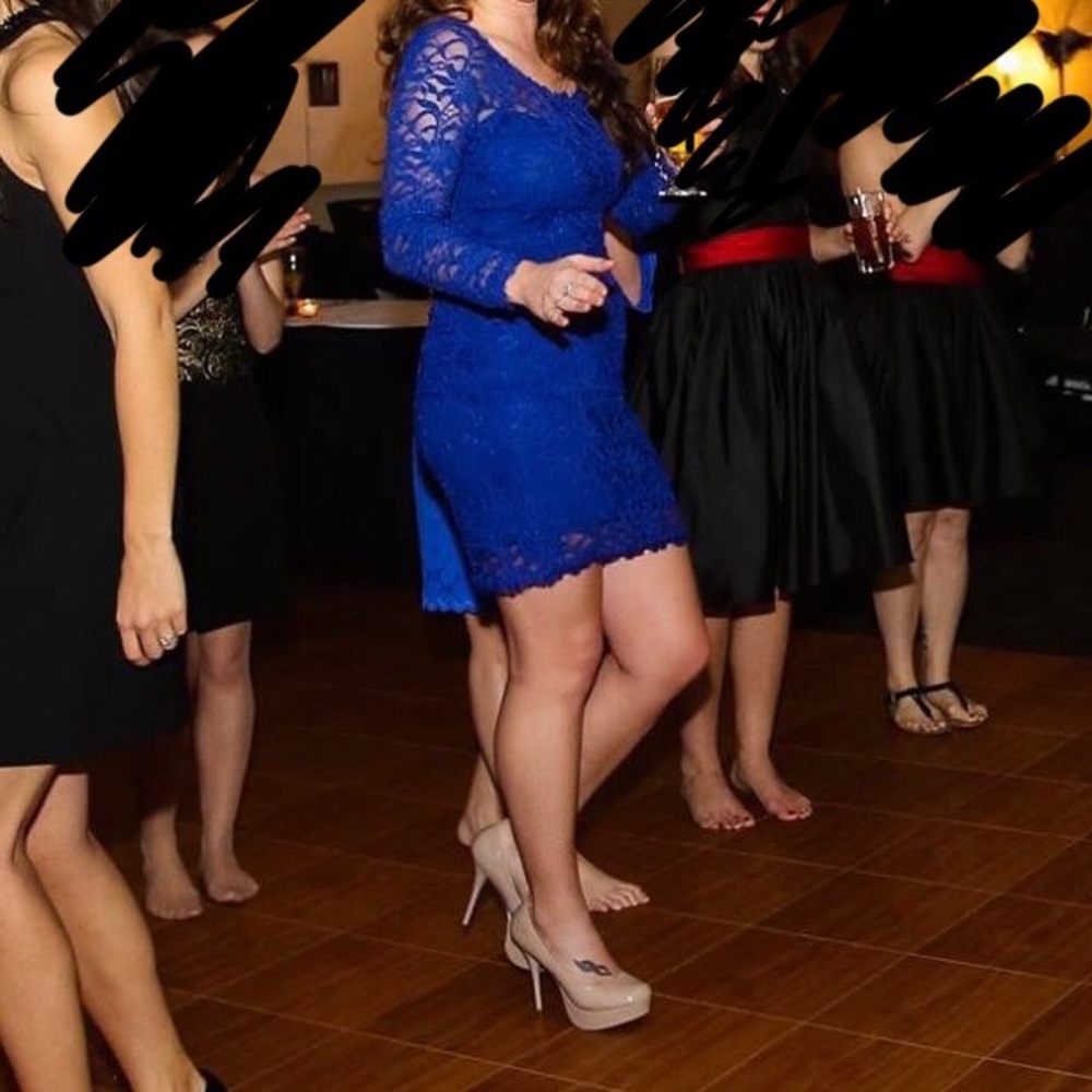 Cobalt blue lace boatneck dress